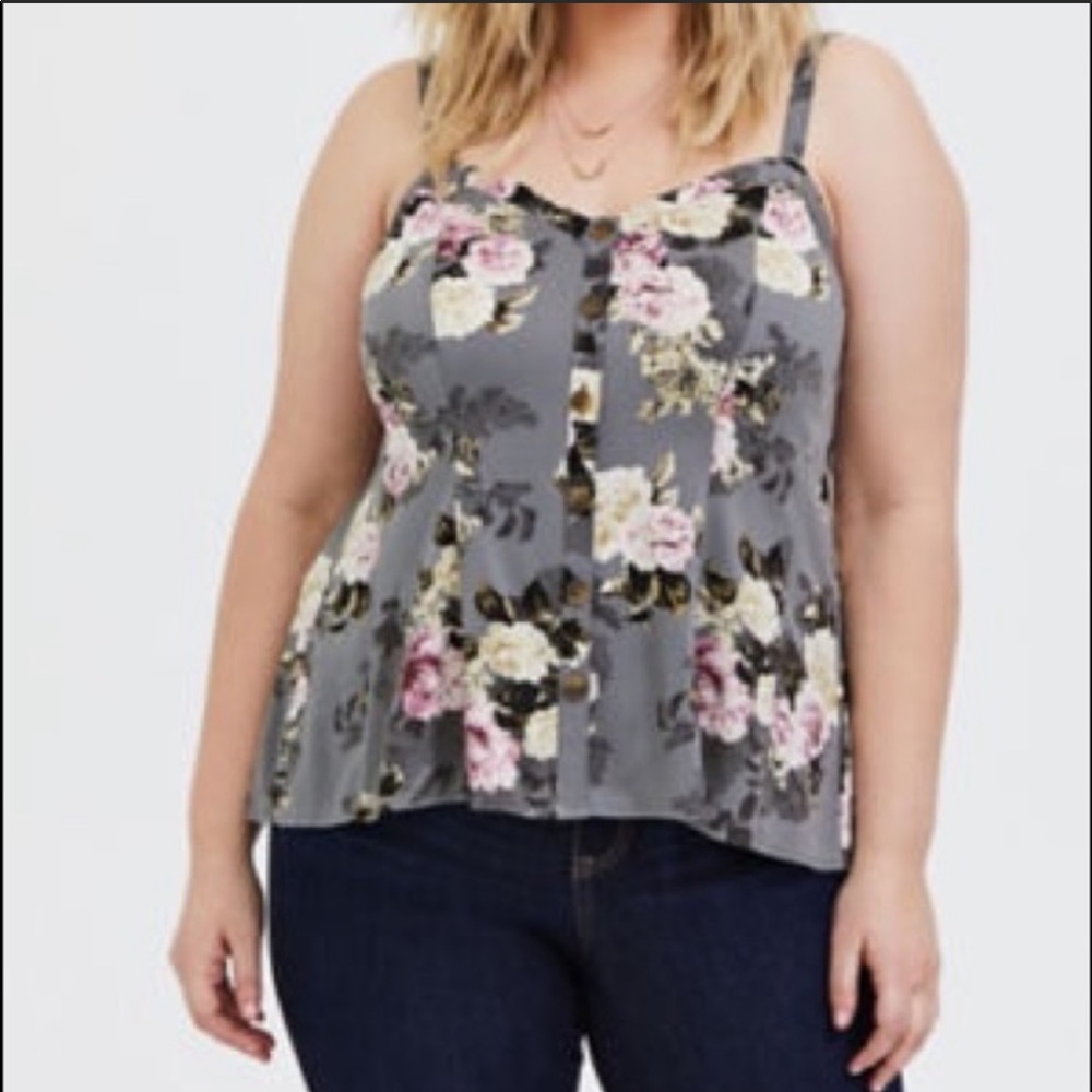 Stretch challis fit n flare crop cami